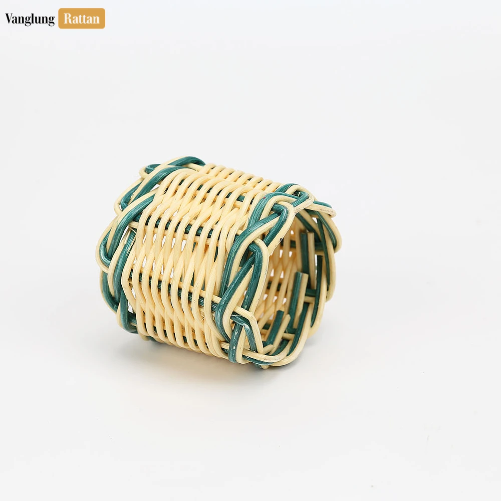 Rattan Export Coastal Green Handwoven Napkin Ring - REX-TW031001-G