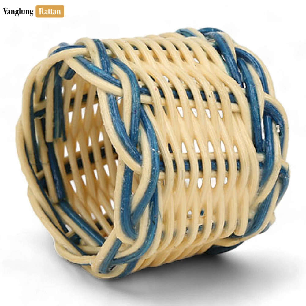 Rattan Export Coastal Blue Handwoven Napkin Ring - REX-TW031001-B
