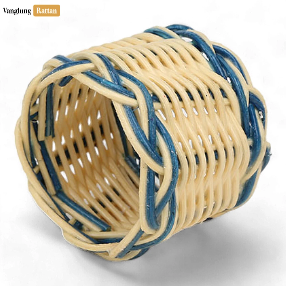 Rattan Export Coastal Blue Handwoven Napkin Ring - REX-TW031001-B