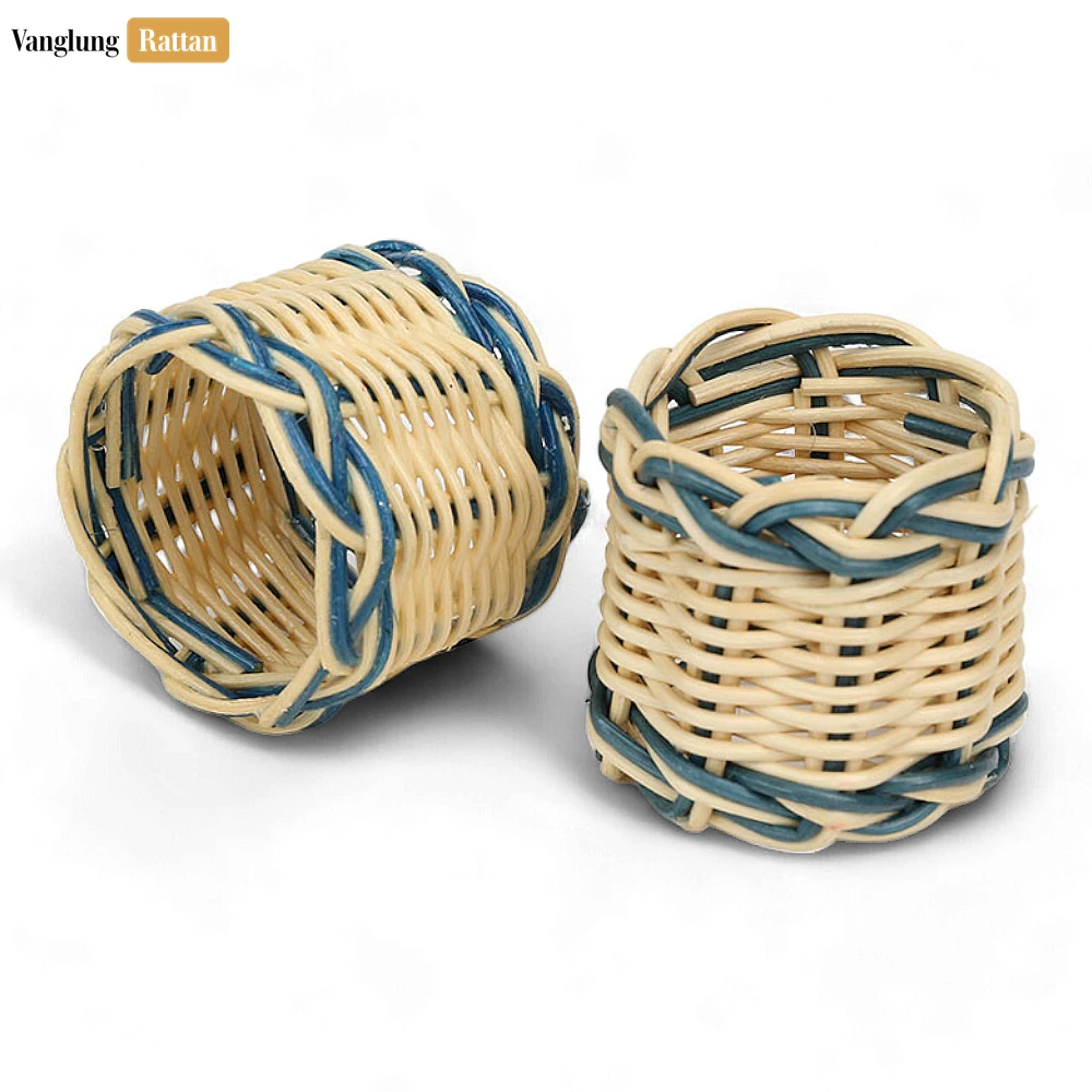 Rattan Export Coastal Blue Handwoven Napkin Ring - REX-TW031001-B