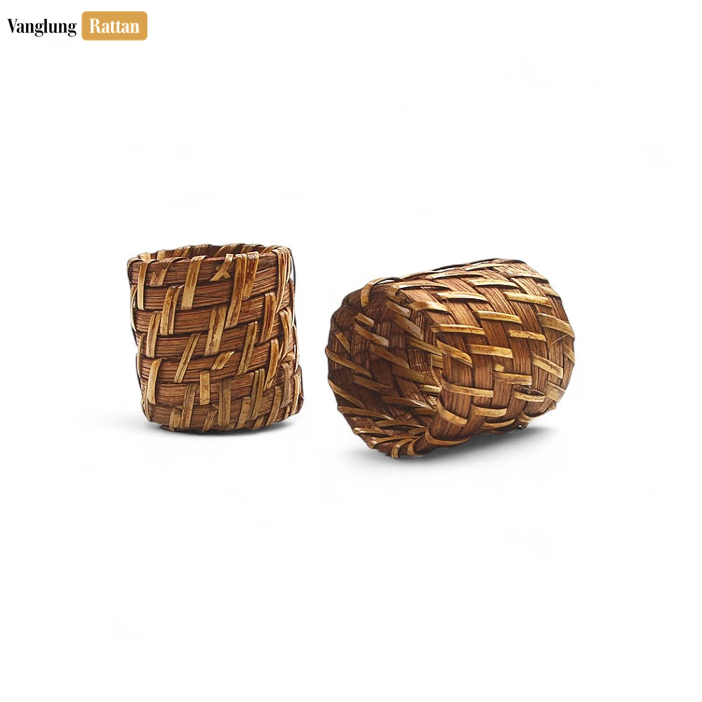 Rattan Export Long Light Brown Rustic Weave Bamboo Rattan Napkin Ring - REX-TW051101-LB-H5