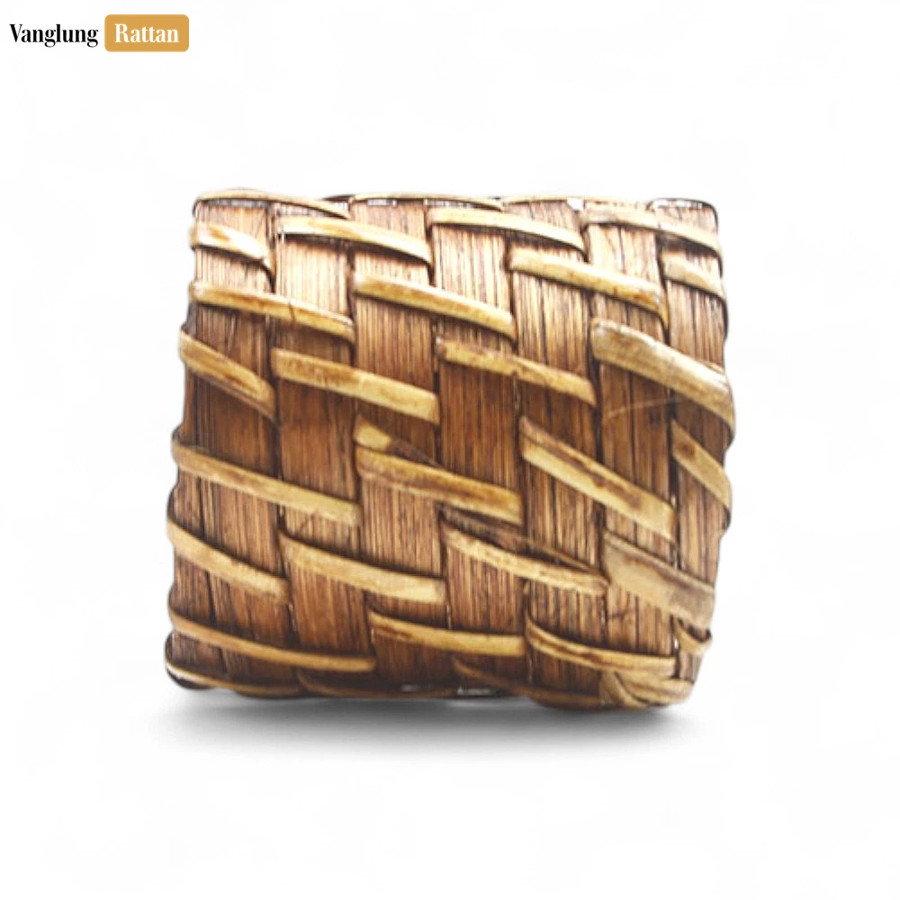 Rattan Export Long Light Brown Rustic Weave Bamboo Rattan Napkin Ring - REX-TW051101-LB-H5