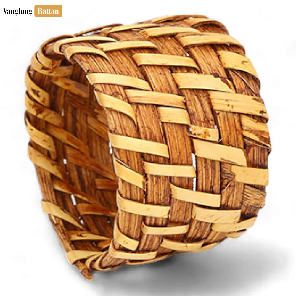 Rattan Export Light Brown Rustic Weave Bamboo Rattan Napkin Ring - REX-TW051101-LB