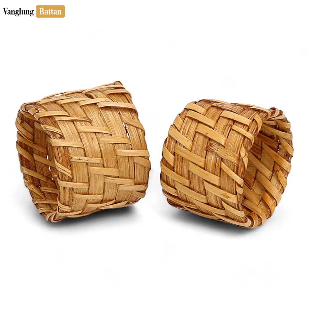 Rattan Export Light Brown Rustic Weave Bamboo Rattan Napkin Ring - REX-TW051101-LB
