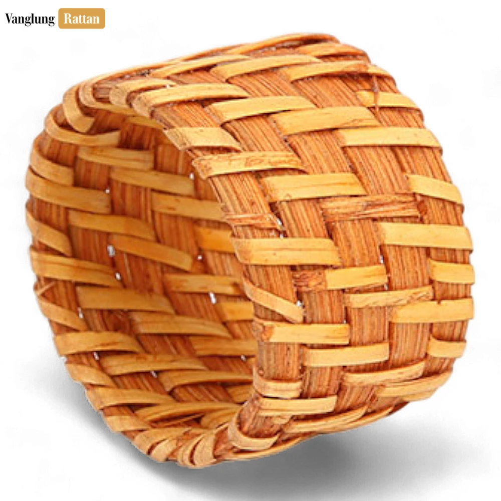 Rattan Export Light Brown Rustic Weave Bamboo Rattan Napkin Ring - REX-TW051101-LB