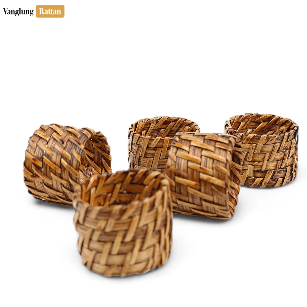 Rattan Export Dark Brown Woven Bamboo Rattan Napkin Ring - REX-TW051101-D