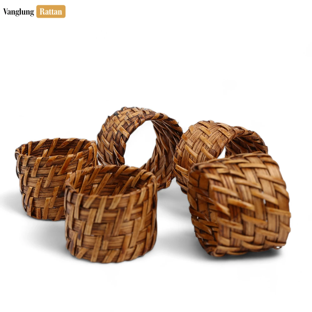 Rattan Export Dark Brown Woven Bamboo Rattan Napkin Ring - REX-TW051101-D
