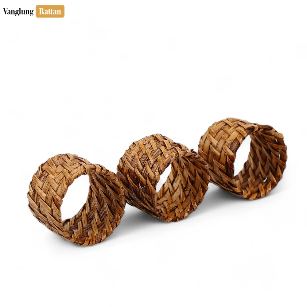Rattan Export Dark Brown Woven Bamboo Rattan Napkin Ring - REX-TW051101-D