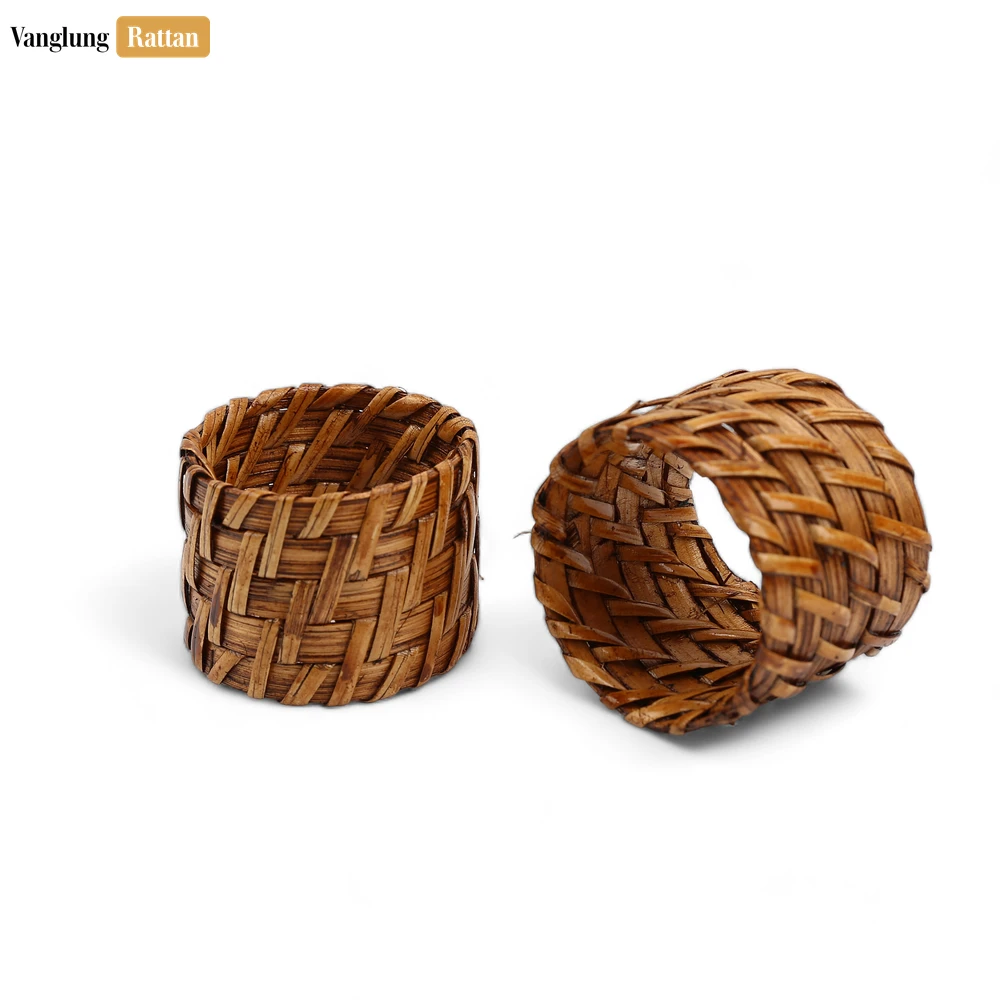 Rattan Export Dark Brown Woven Bamboo Rattan Napkin Ring - REX-TW051101-D