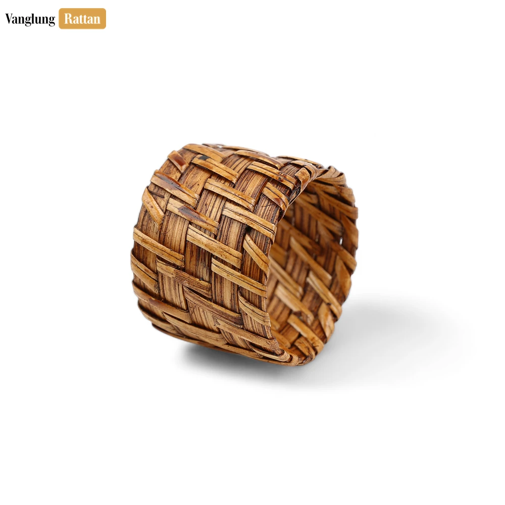 Rattan Export Dark Brown Woven Bamboo Rattan Napkin Ring - REX-TW051101-D