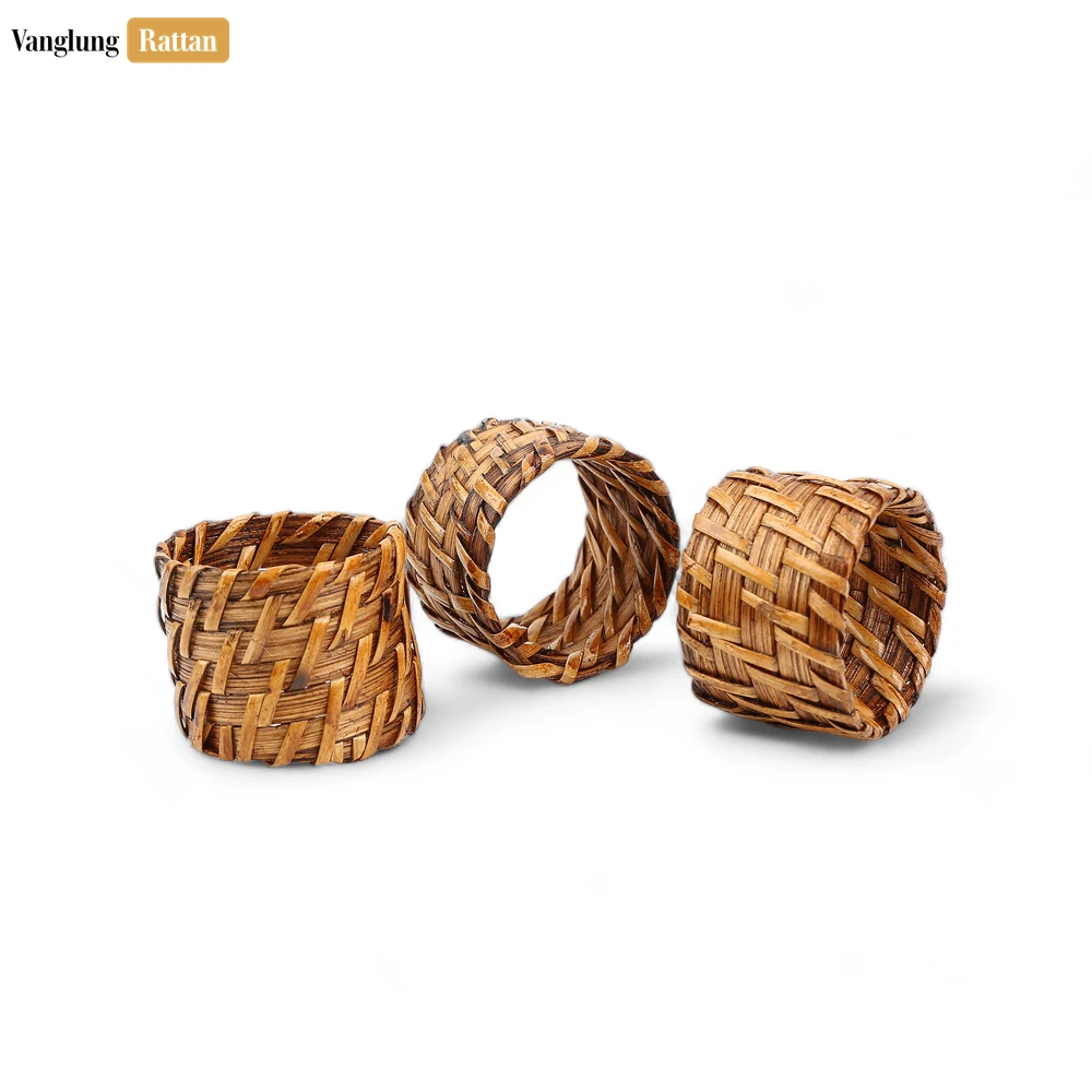 Rattan Export Dark Brown Woven Bamboo Rattan Napkin Ring - REX-TW051101-D