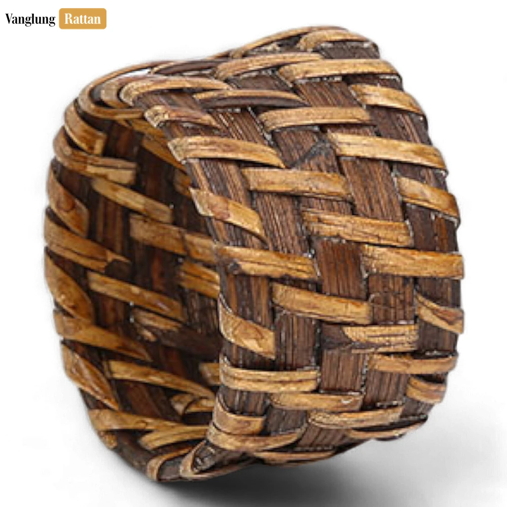 Rattan Export Dark Brown Rustic Weave Bamboo Rattan Napkin Ring - REX-TW051101-DB