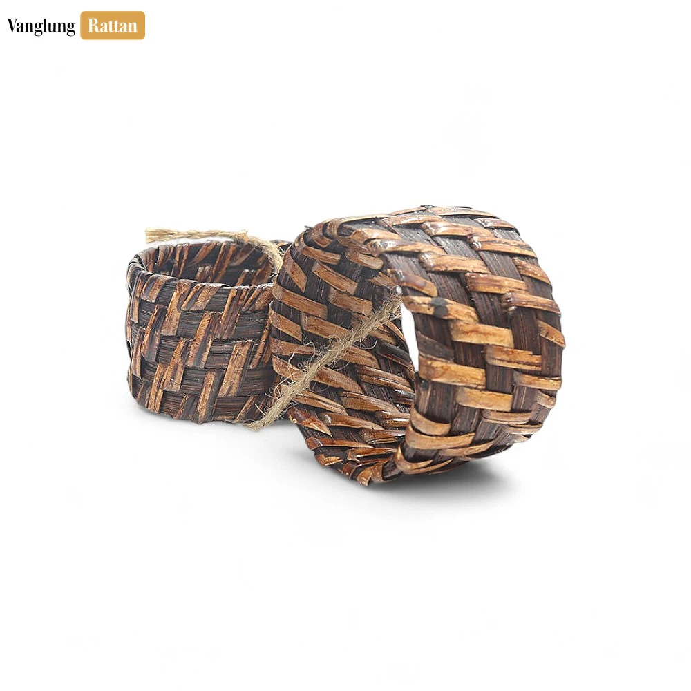 Rattan Export Dark Brown Rustic Weave Bamboo Rattan Napkin Ring - REX-TW051101-DB