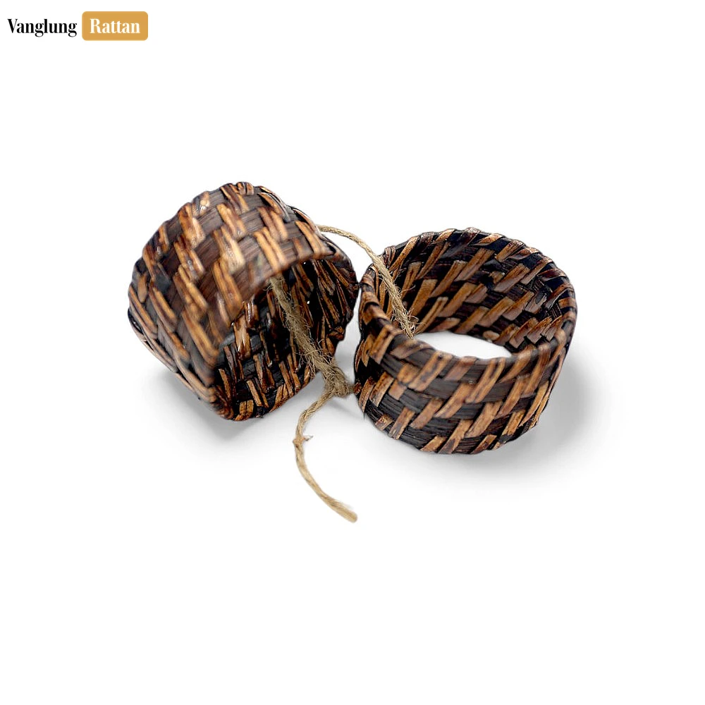 Rattan Export Dark Brown Rustic Weave Bamboo Rattan Napkin Ring - REX-TW051101-DB