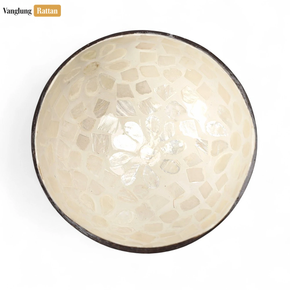 Rattan Export Handmade Coconut Bowl Mother of Pearl with Polka Dot - REX-TW09CC001