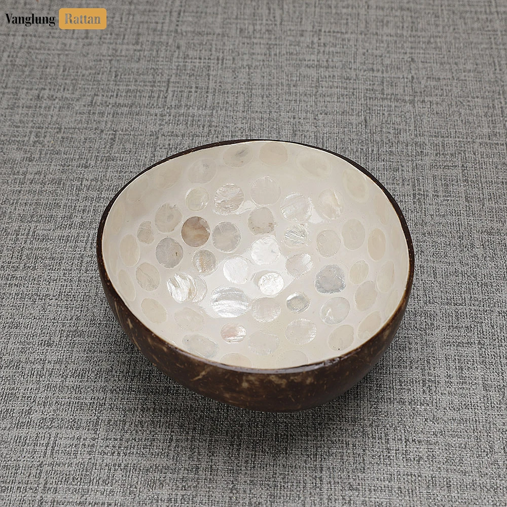 Rattan Export Handmade Coconut Bowl Mother of Pearl with Polka Dot - REX-TW09CC001