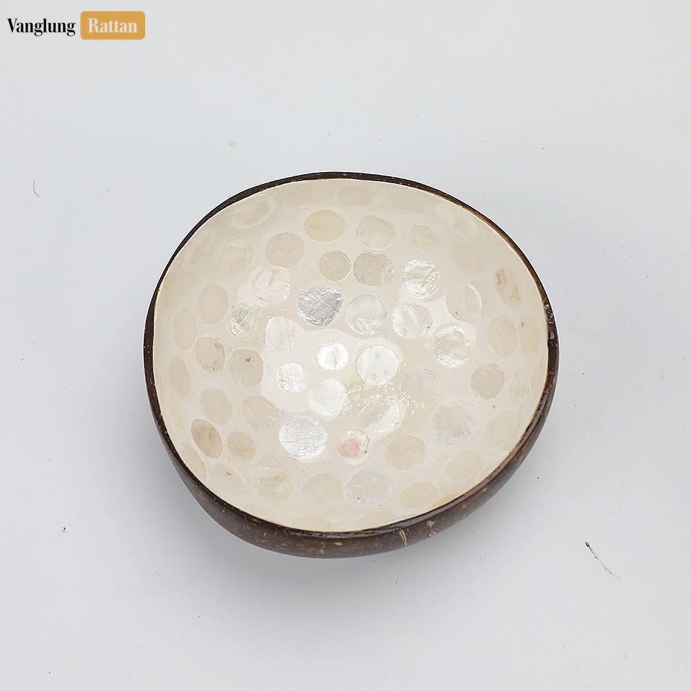 Rattan Export Handmade Coconut Bowl Mother of Pearl with Polka Dot - REX-TW09CC001