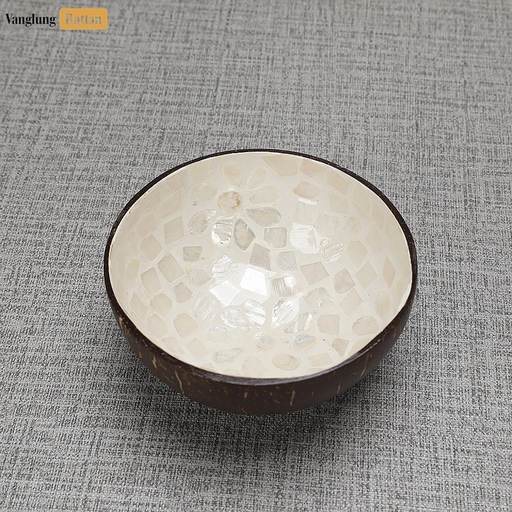 Rattan Export Handmade Coconut Bowl Mother of Pearl with Polka Dot - REX-TW09CC001
