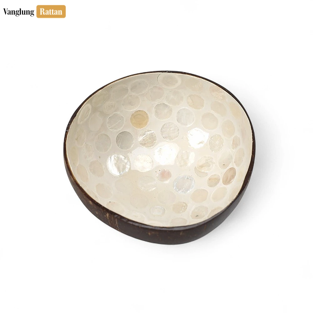 Rattan Export Handmade Coconut Bowl Mother of Pearl with Polka Dot - REX-TW09CC001