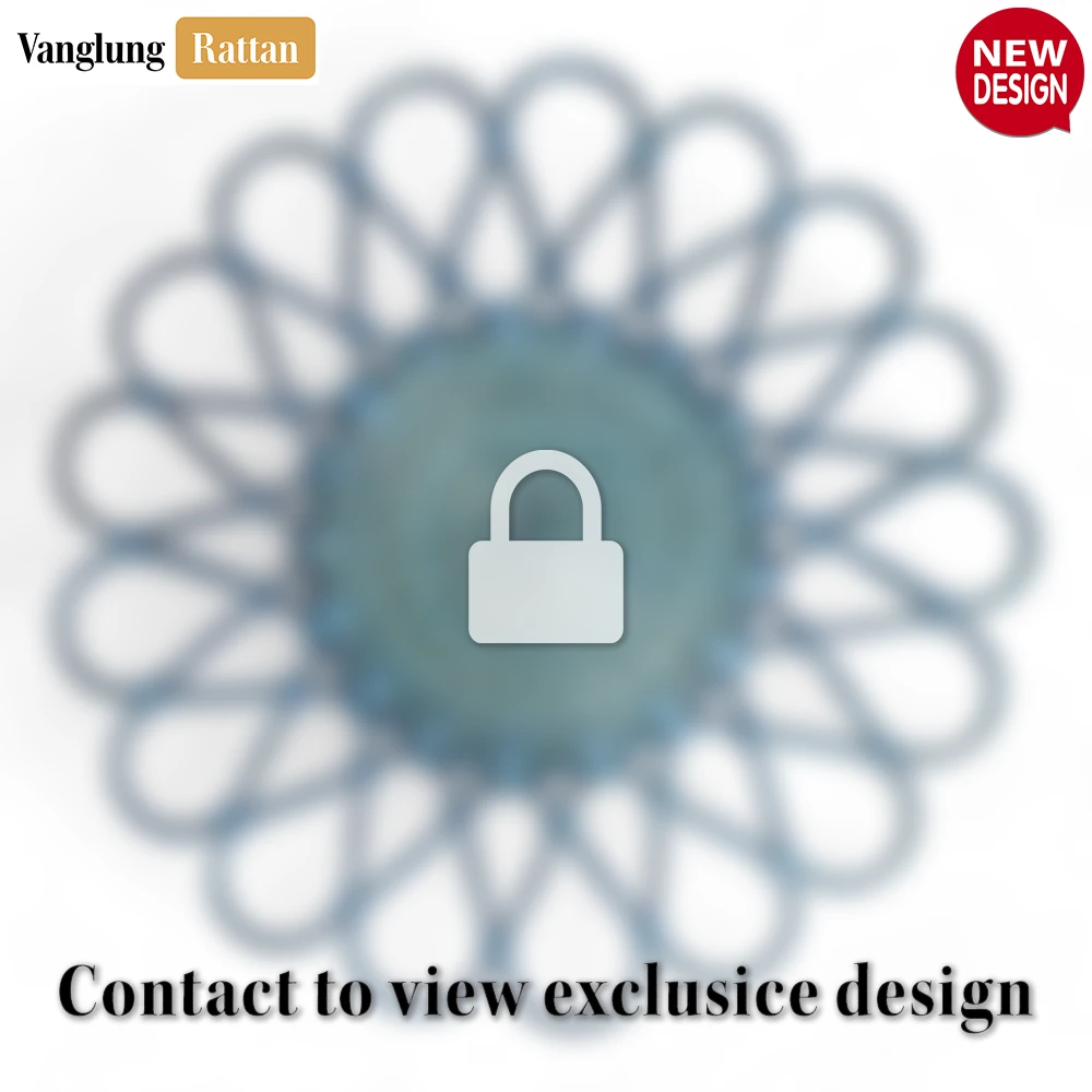 Rattan Export Blue Scalloped Flower Handwoven Bamboo Rattan Placemat with Spiral Weave - REX-UP054038