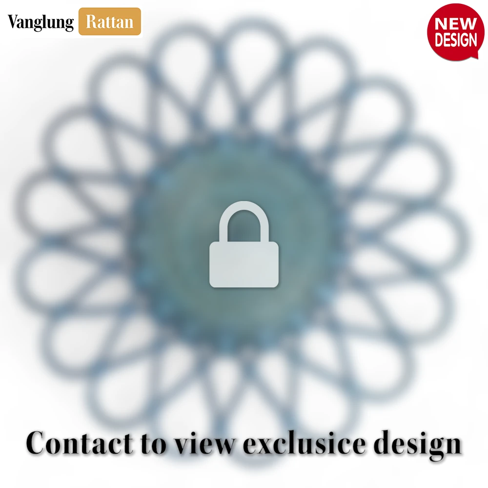 Rattan Export Blue Scalloped Flower Handwoven Bamboo Rattan Placemat with Spiral Weave - REX-UP054038