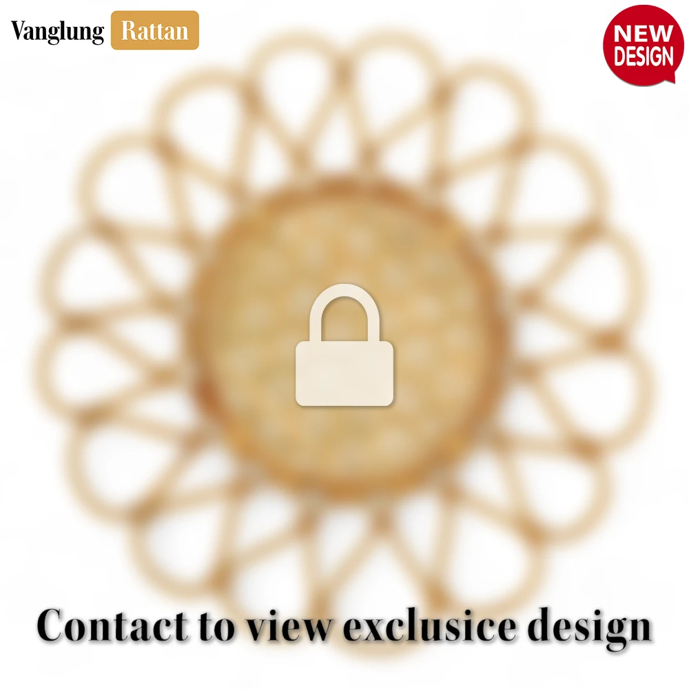 Rattan Export Yellow Scalloped Flower Handwoven Bamboo Rattan Placemat with Spiral Weave - REX-UP054037