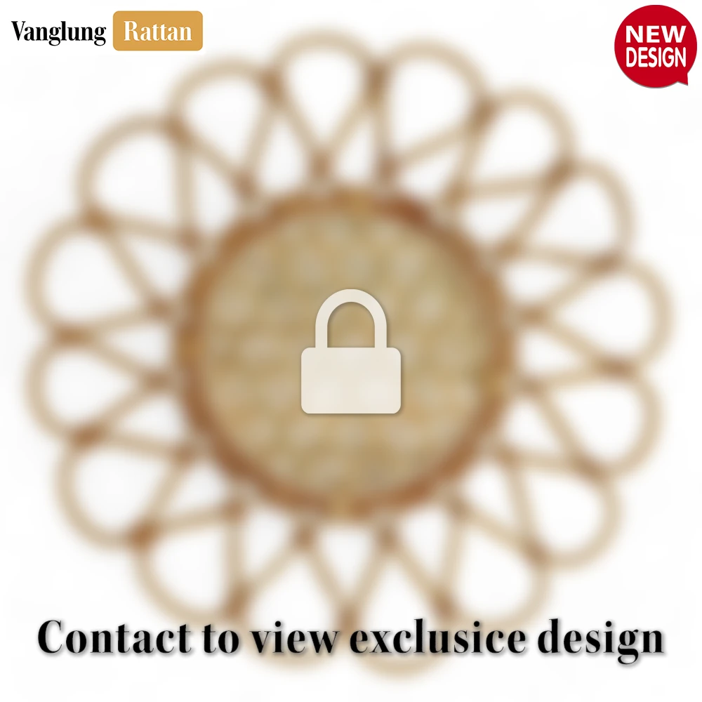Rattan Export Yellow Scalloped Flower Handwoven Bamboo Rattan Placemat with Spiral Weave - REX-UP054037