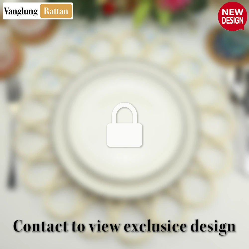 Rattan Export Natural Scalloped Flower Handwoven Bamboo Rattan Placemat with Spiral Weave - REX-UP054036