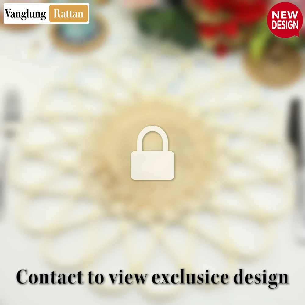 Rattan Export Natural Scalloped Flower Handwoven Bamboo Rattan Placemat with Spiral Weave - REX-UP054036