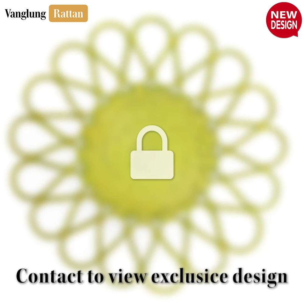 Rattan Export Light Green Scalloped Flower Handwoven Bamboo Rattan Placemat with Spiral Weave - REX-UP054035