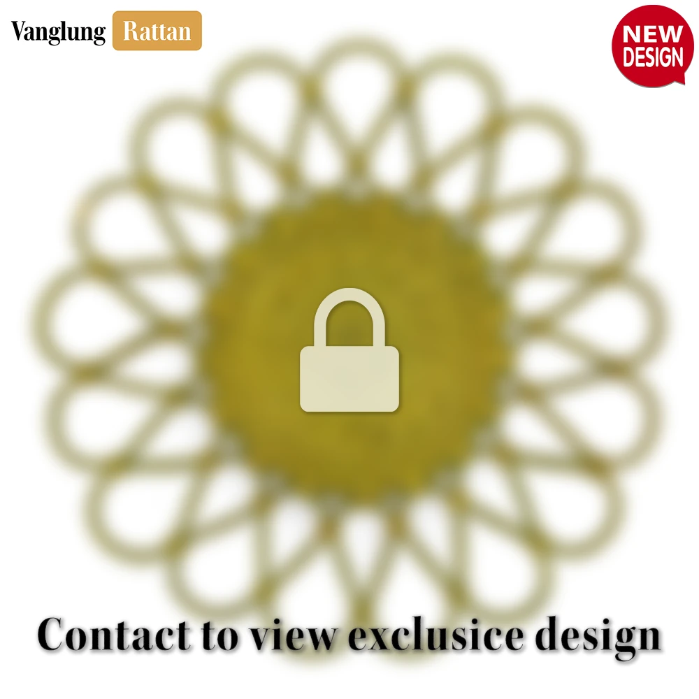 Rattan Export Light Green Scalloped Flower Handwoven Bamboo Rattan Placemat with Spiral Weave - REX-UP054035