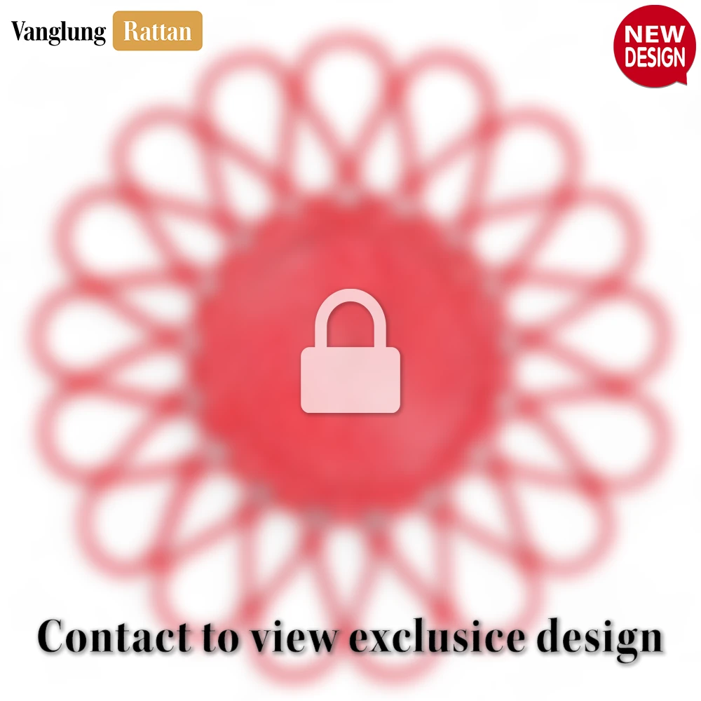 Rattan Export Red Scalloped Flower Handwoven Bamboo Rattan Placemat with Spiral Weave - REX-UP054034