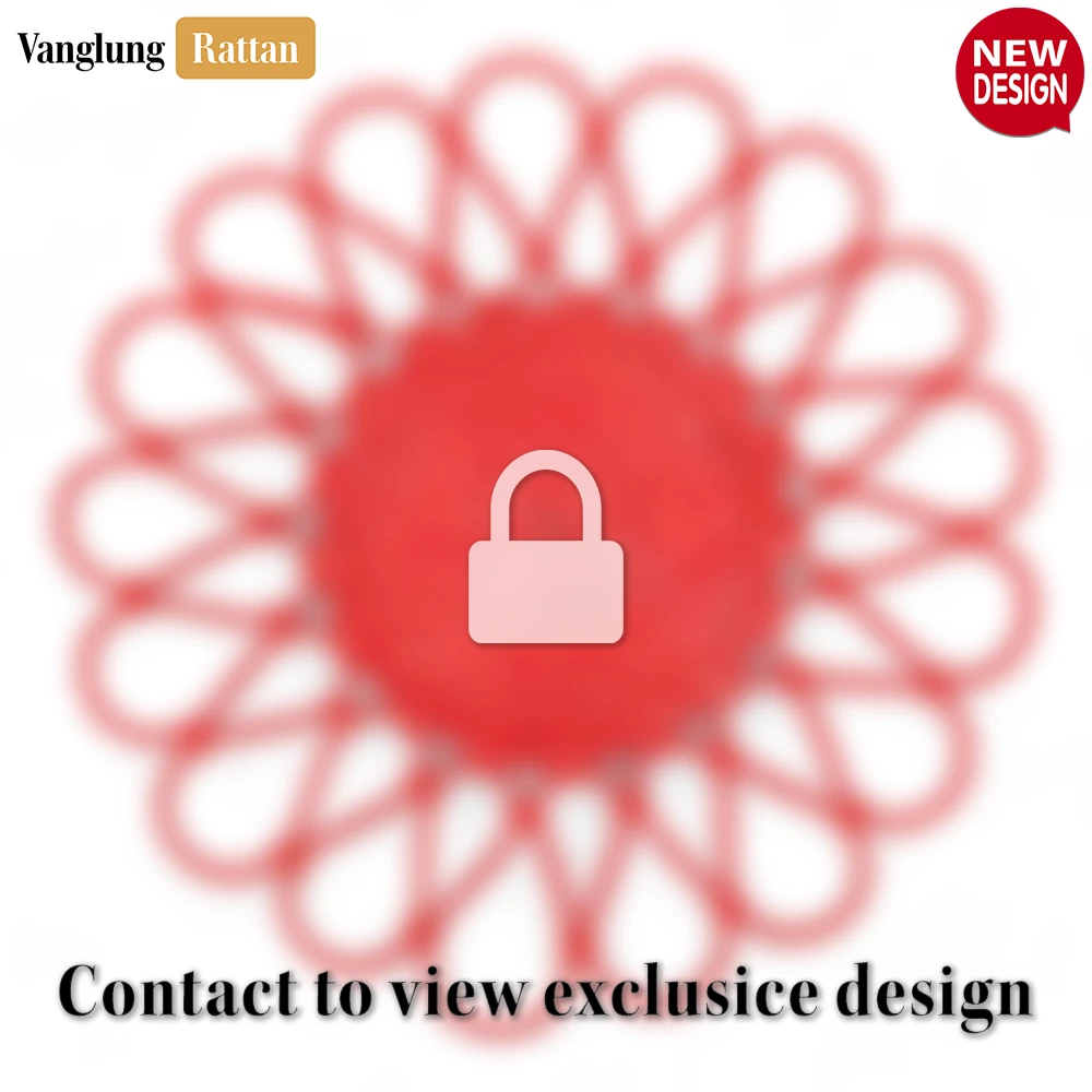 Rattan Export Red Scalloped Flower Handwoven Bamboo Rattan Placemat with Spiral Weave - REX-UP054034