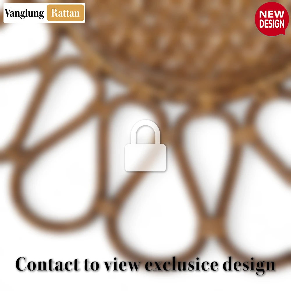 Rattan Export Scalloped Flower Handwoven Bamboo Rattan Placemat with Green Hexagon Pattern - REX-UP054031