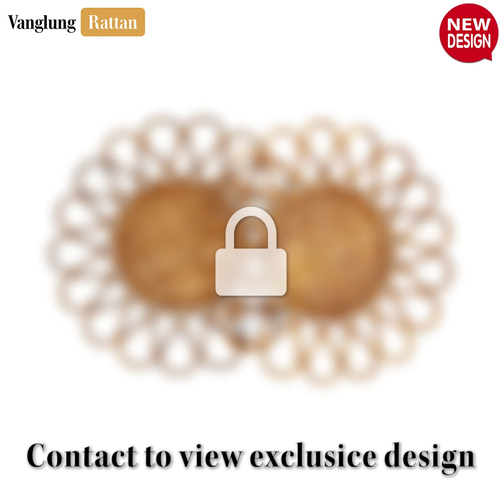 Rattan Export Scalloped Flower Handwoven Bamboo Rattan Placemat with Green Hexagon Pattern - REX-UP054031