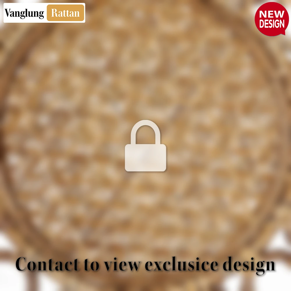 Rattan Export Scalloped Flower Handwoven Bamboo Rattan Placemat with Green Hexagon Pattern - REX-UP054031