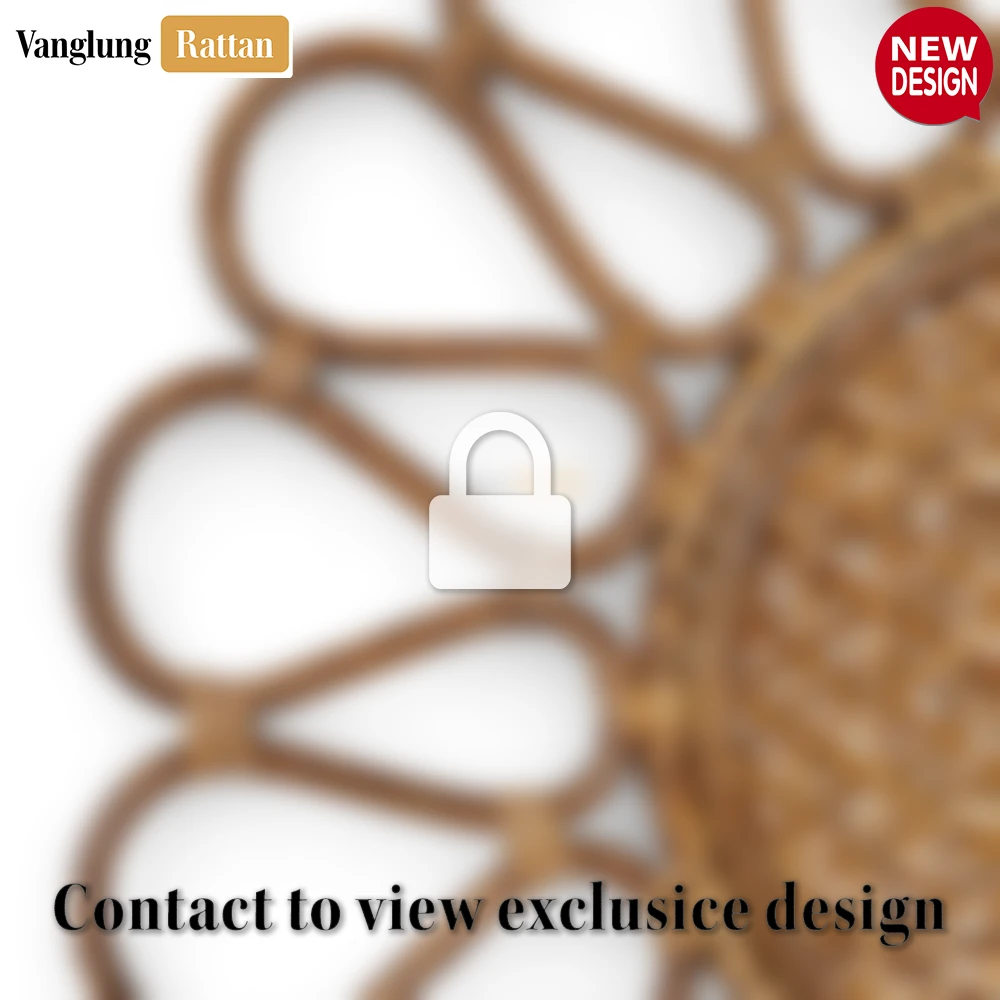 Rattan Export Scalloped Flower Handwoven Bamboo Rattan Placemat with Green Hexagon Pattern - REX-UP054031