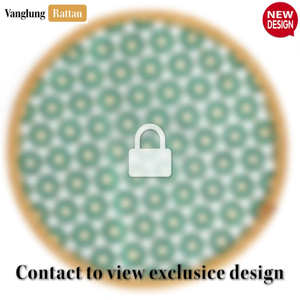 Rattan Export Round Natural Handwoven Bamboo Rattan Placemat with Green Star Hexagon Pattern - REX-UP054029