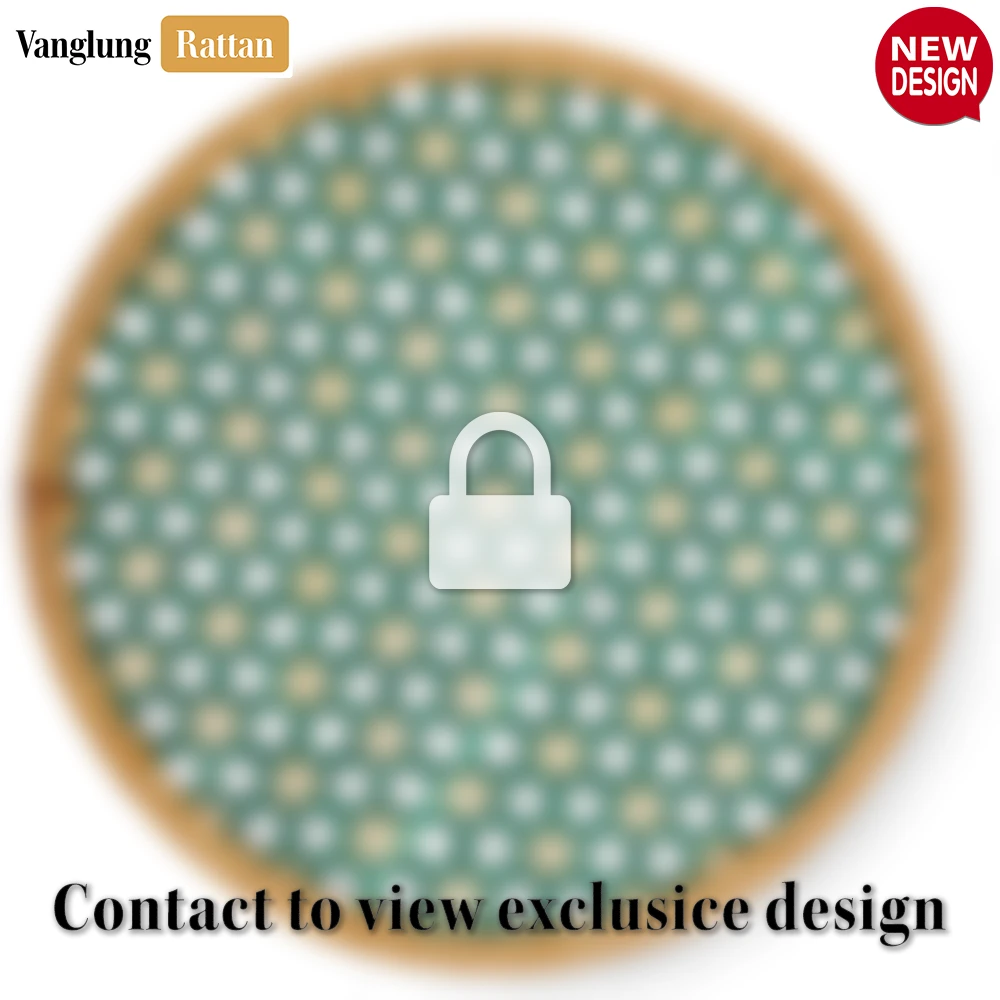 Rattan Export Round Natural Handwoven Bamboo Rattan Placemat with Green Star Hexagon Pattern - REX-UP054029