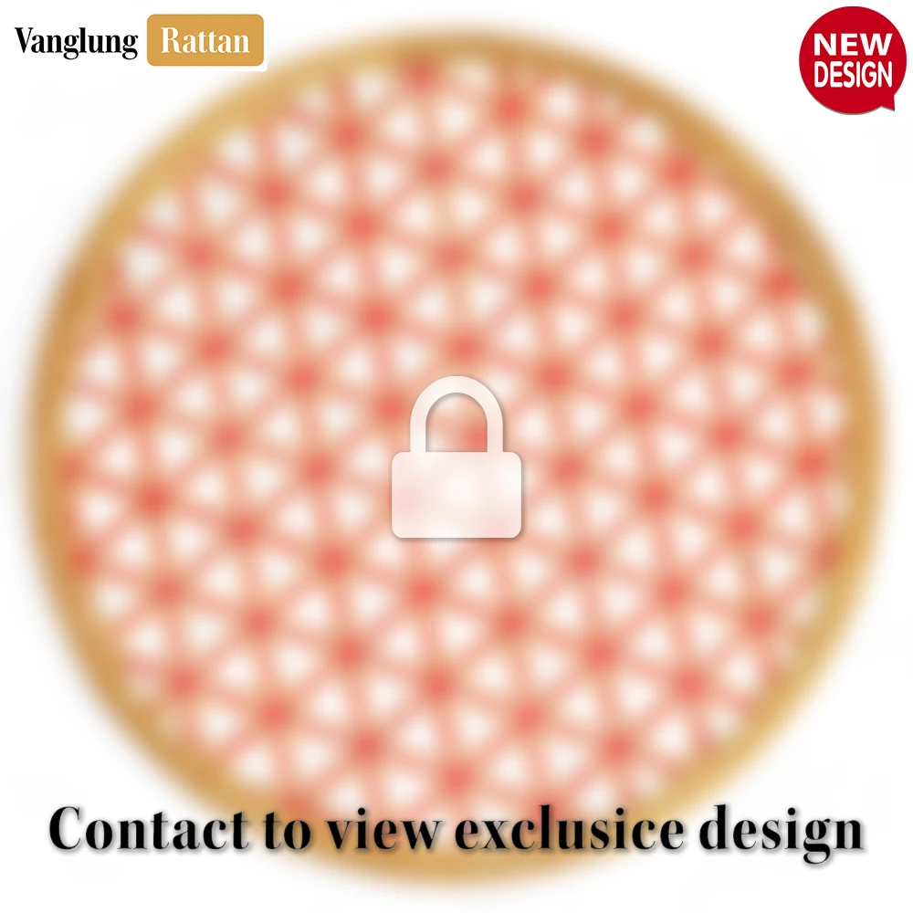 Rattan Export Round Natural Handwoven Bamboo Rattan Placemat with Red Star Hexagon Pattern - REX-UP054028