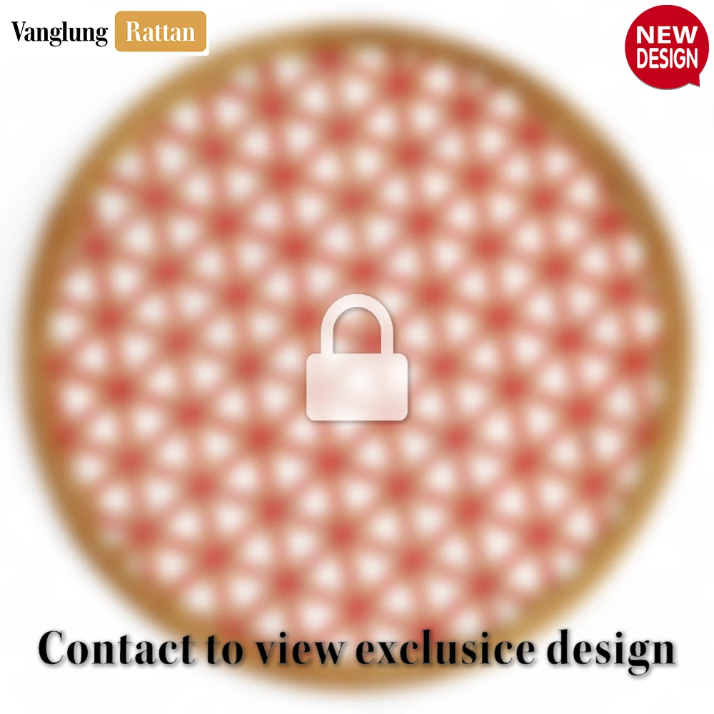 Rattan Export Round Natural Handwoven Bamboo Rattan Placemat with Red Star Hexagon Pattern - REX-UP054028