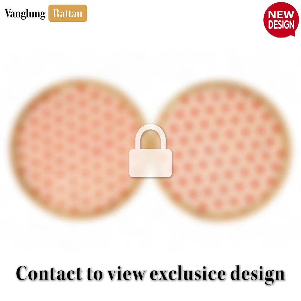 Rattan Export Round Natural Handwoven Bamboo Rattan Placemat with Red Star Hexagon Pattern - REX-UP054028