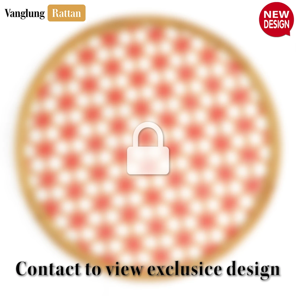Rattan Export Round Natural Handwoven Bamboo Rattan Placemat with Red Star Hexagon Pattern - REX-UP054028