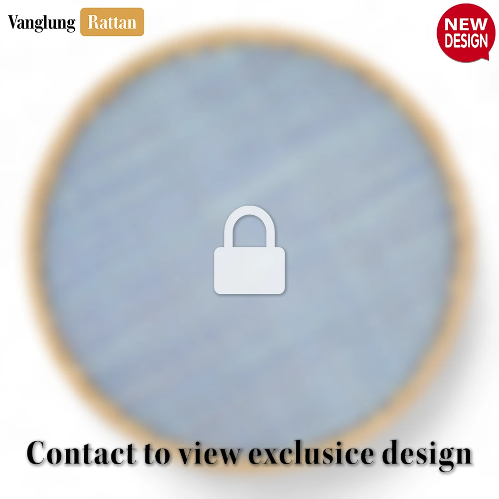 Rattan Export Round Natural Handwoven Bamboo Rattan Placemat with Blue Checkerboard Pattern - REX-UP054027