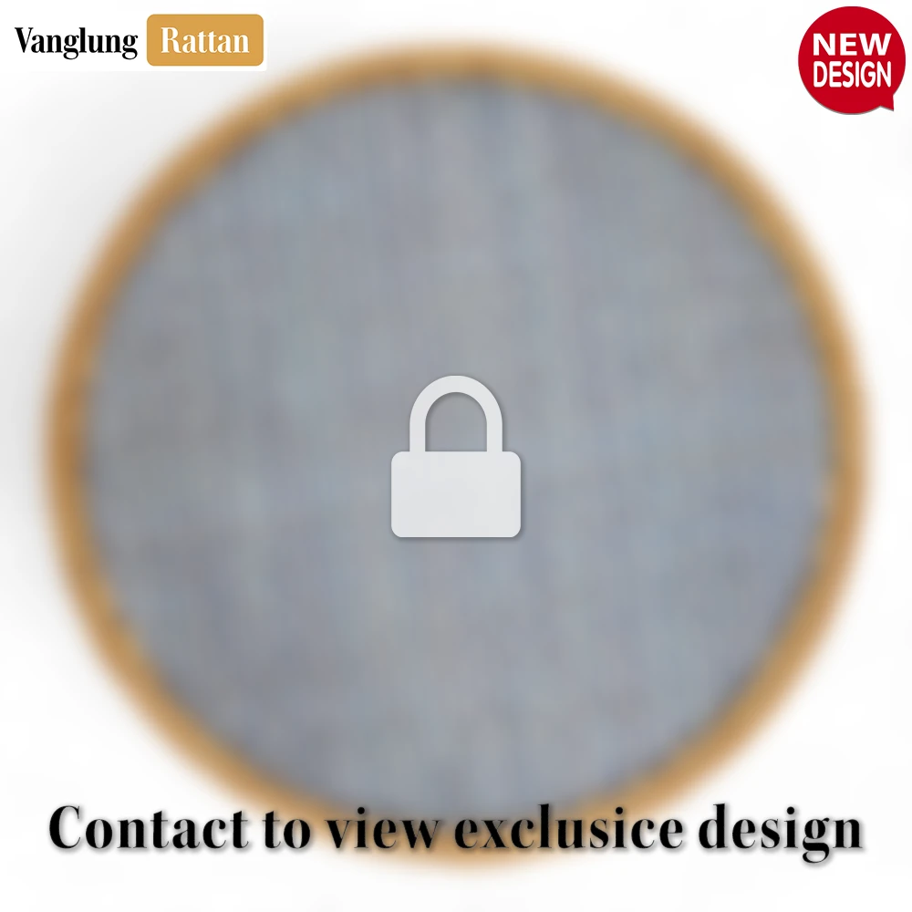 Rattan Export Round Natural Handwoven Bamboo Rattan Placemat with Blue Checkerboard Pattern - REX-UP054027