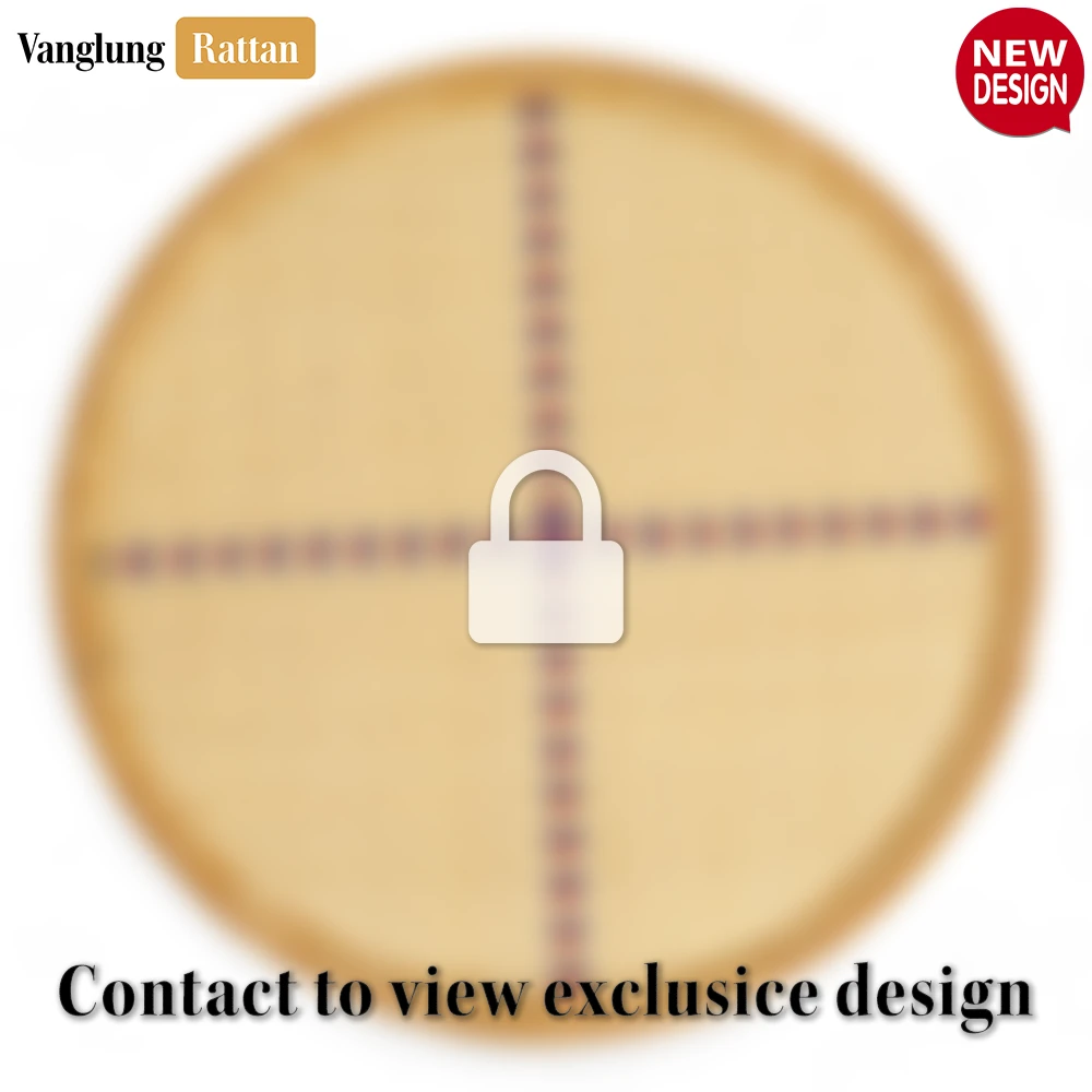 Rattan Export Round Natural Handwoven Bamboo Rattan Placemat with Stitched Cross Pattern - REX-UP054026