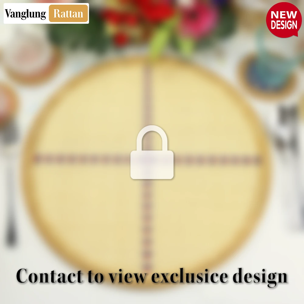 Rattan Export Round Natural Handwoven Bamboo Rattan Placemat with Stitched Cross Pattern - REX-UP054026
