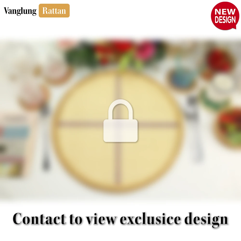 Rattan Export Round Natural Handwoven Bamboo Rattan Placemat with Stitched Cross Pattern - REX-UP054026