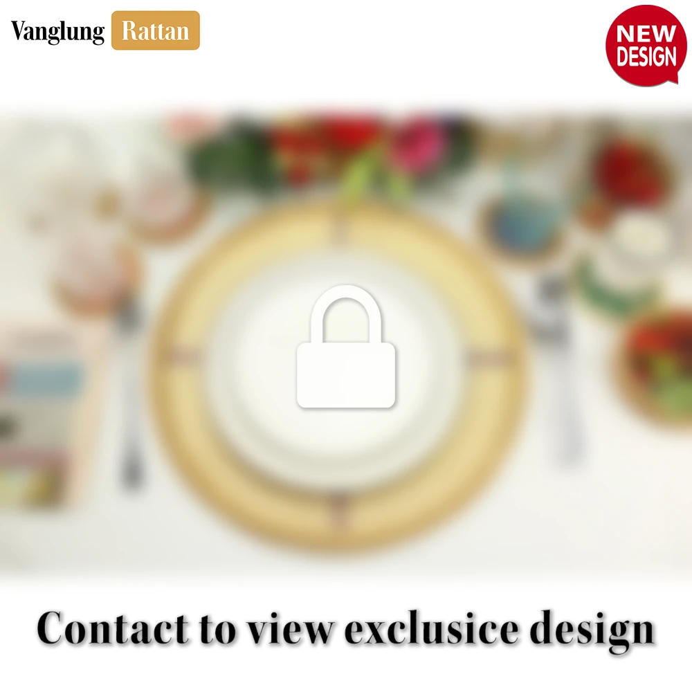 Rattan Export Round Natural Handwoven Bamboo Rattan Placemat with Stitched Cross Pattern - REX-UP054026