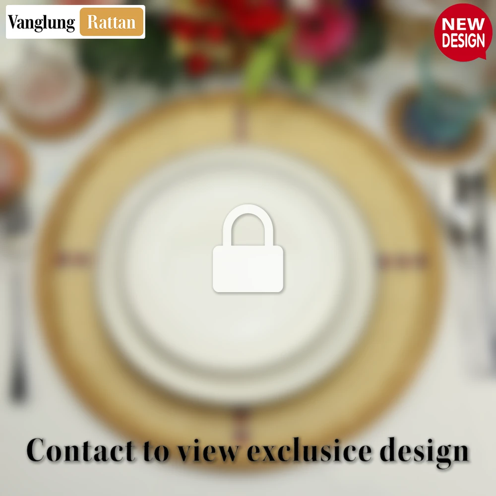 Rattan Export Round Natural Handwoven Bamboo Rattan Placemat with Stitched Cross Pattern - REX-UP054026